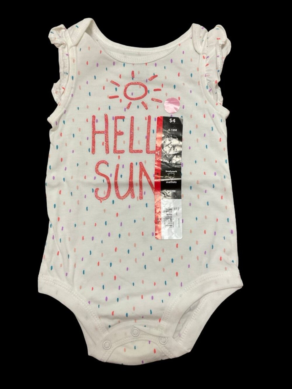 🌻10/$25 - White "Hello Sun" Sparkle Graphic Tank Top Onesie